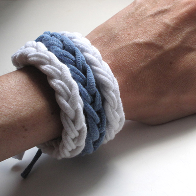blue and white jersey knit bracelets blue and white jersey knit bracelets