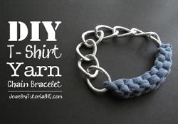 DIY jersey knit t-shirt yarn chain bracelet tutorial