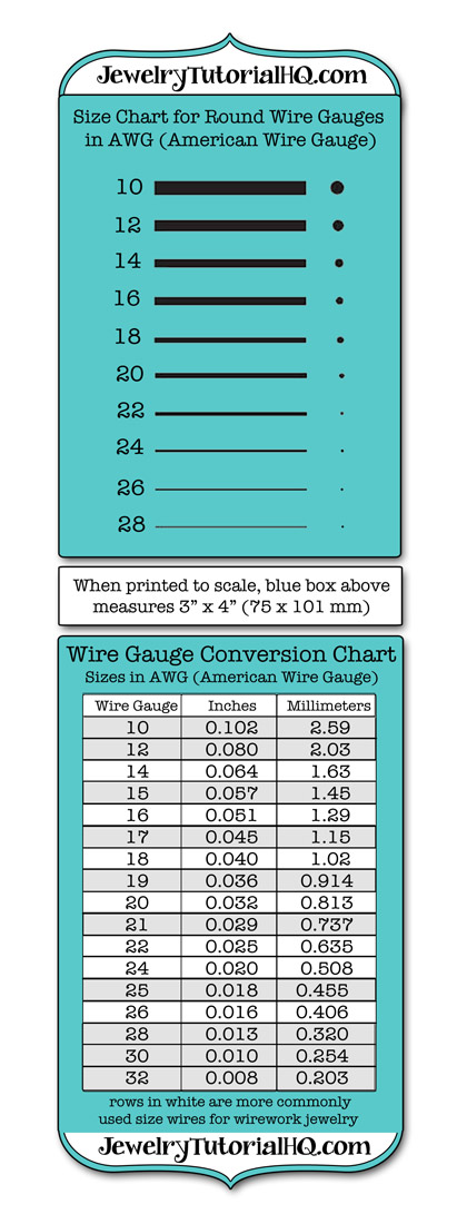 Jewelry Wire Gauge Size Chart And Wire Gauge Conversion Chart AWG 